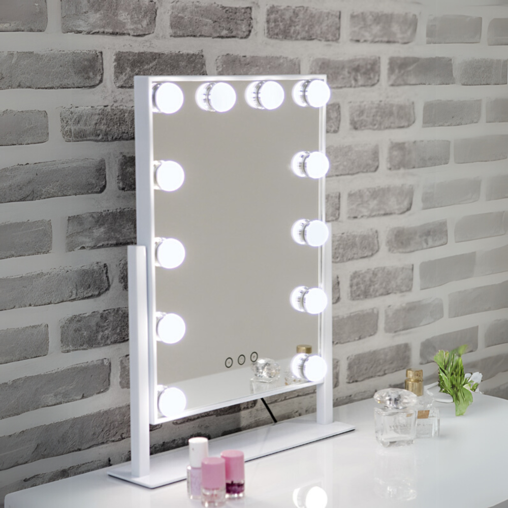 Add some glamour with the 12 Bulb LED Hollywood Makeup Mirror with Swivel Stand - 410mm featuring a compact design, swivel function and 12 stylish bulbs