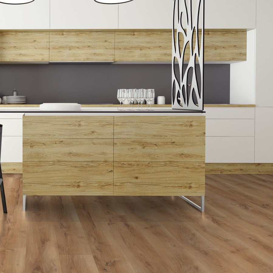 The Celtic Oak Laminate Flooring - 12mm features AC5-rated durability, warm brown tones and a 30-year warranty.