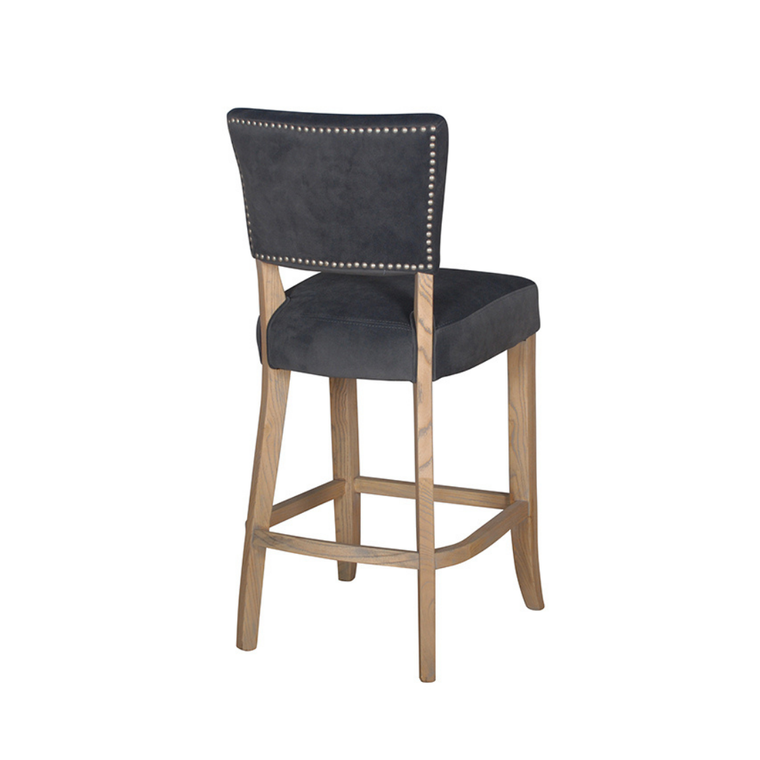 Ontario Dark Grey Velvet Bar Stool