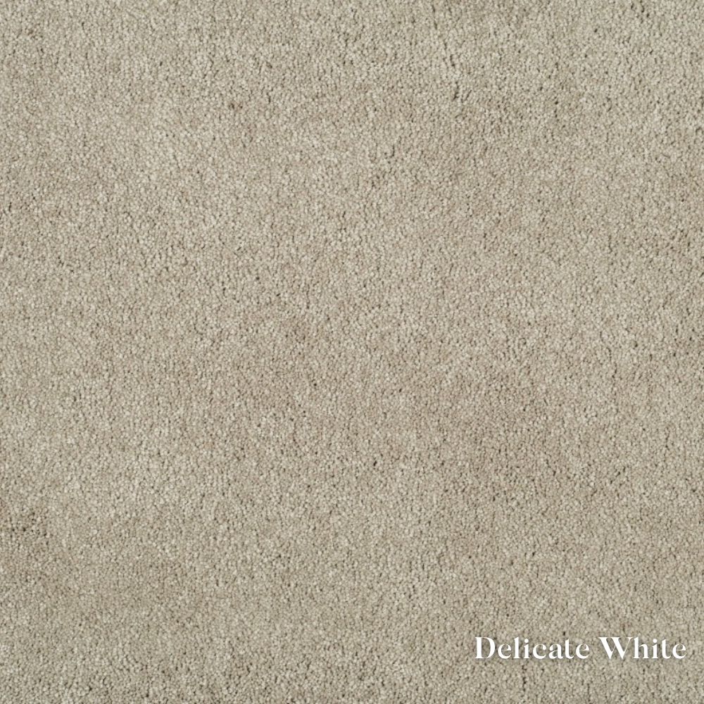 Textured beige color swatch with 'Delicate White' label