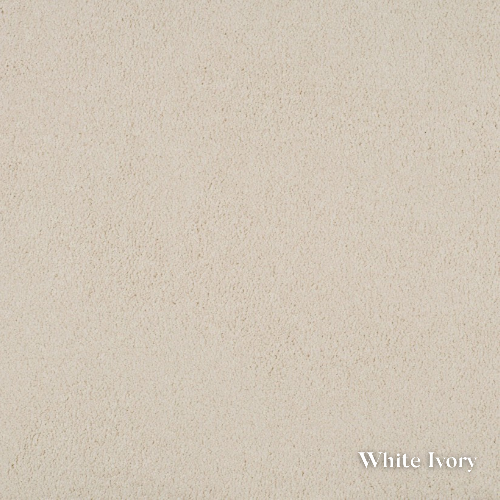 Textured beige color swatch labeled 'White Ivory'.