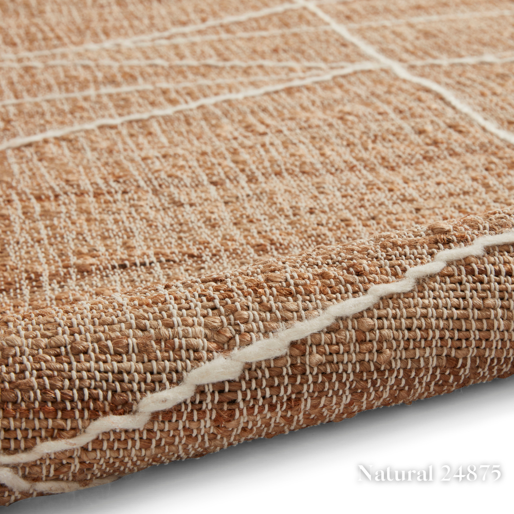 Add some style with the Bazaar Jute Natural Hand Woven Rugs offering strong & organic class with sustainable jute, wool & polyester in a flat weave design