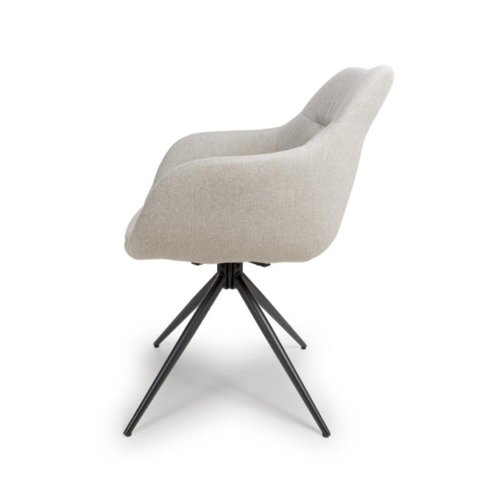 The Boden Carver Barstool in Sage Green, Natural or Brick blends modern style with comfort, plush fabric upholstery, sleek metal legs