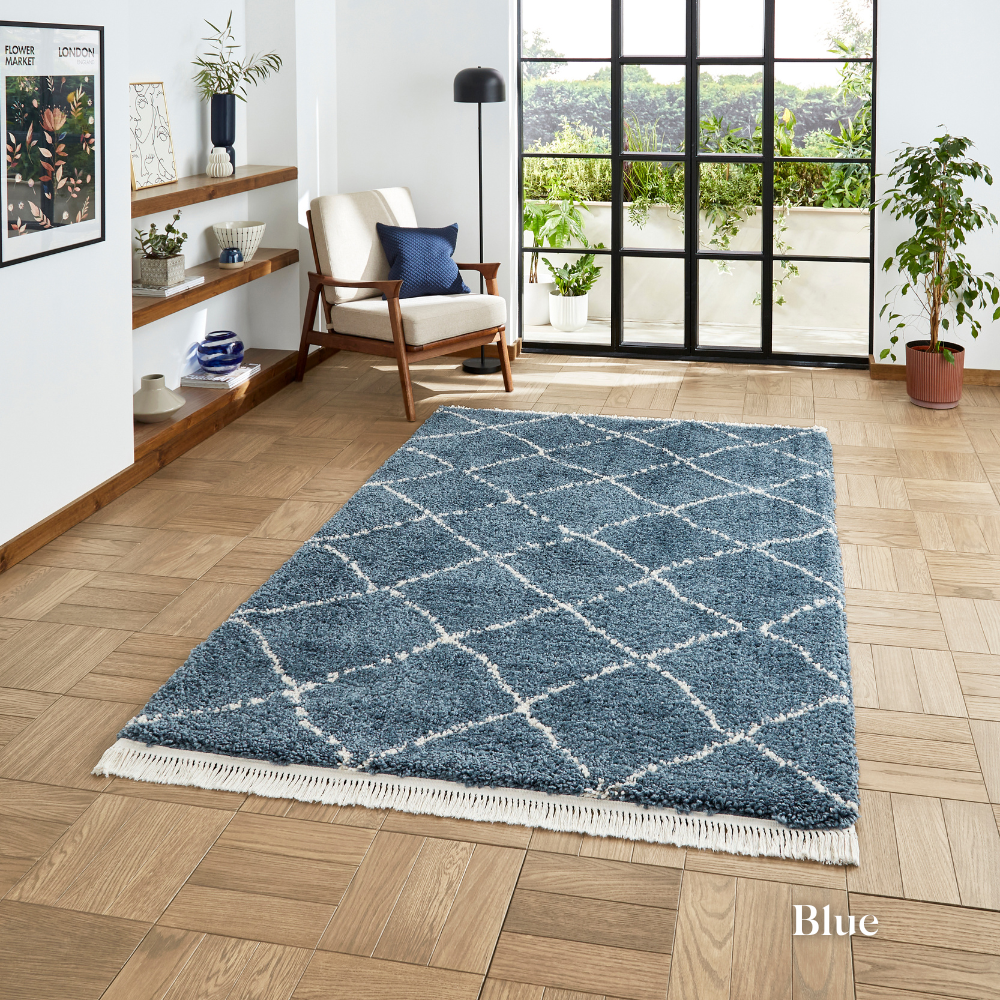 Add bohemian charm with Boho Berber Machine Made Rugs range featuring plush shaggy pile, durable polypropylene and stylish fringes.