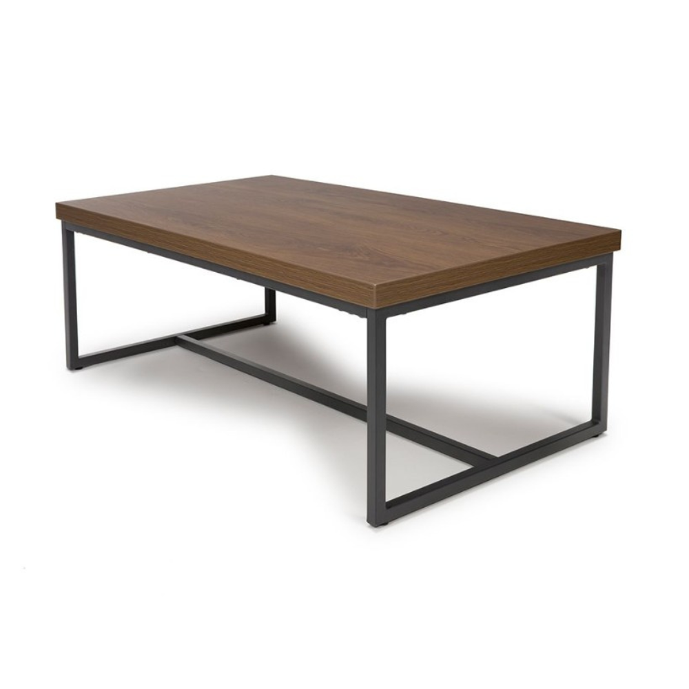 The Boston Coffee Table in Smoked Oak boasts a SmarTops® surface, robust iron legs and a generous design, making it as a practical and elegant addition.