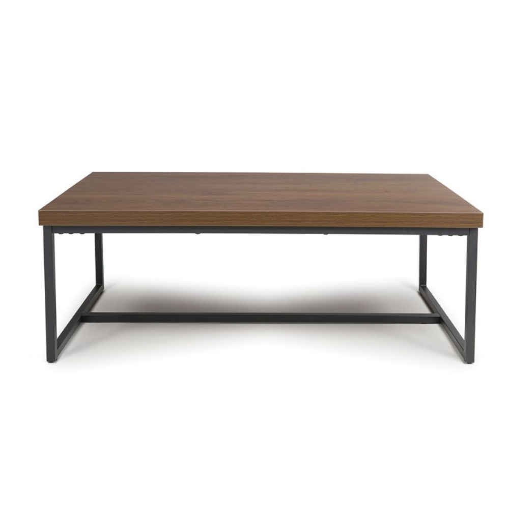 The Boston Coffee Table in Smoked Oak boasts a SmarTops® surface, robust iron legs and a generous design, making it as a practical and elegant addition.