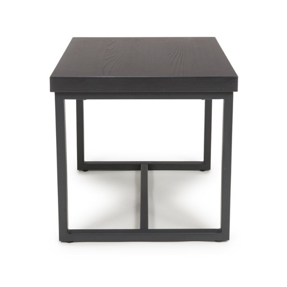 The Boston End Table in Black Ash boasts a robust SmarTops® surface, resilient iron legs and a stylishly compact design, an ideal addition to any setting.