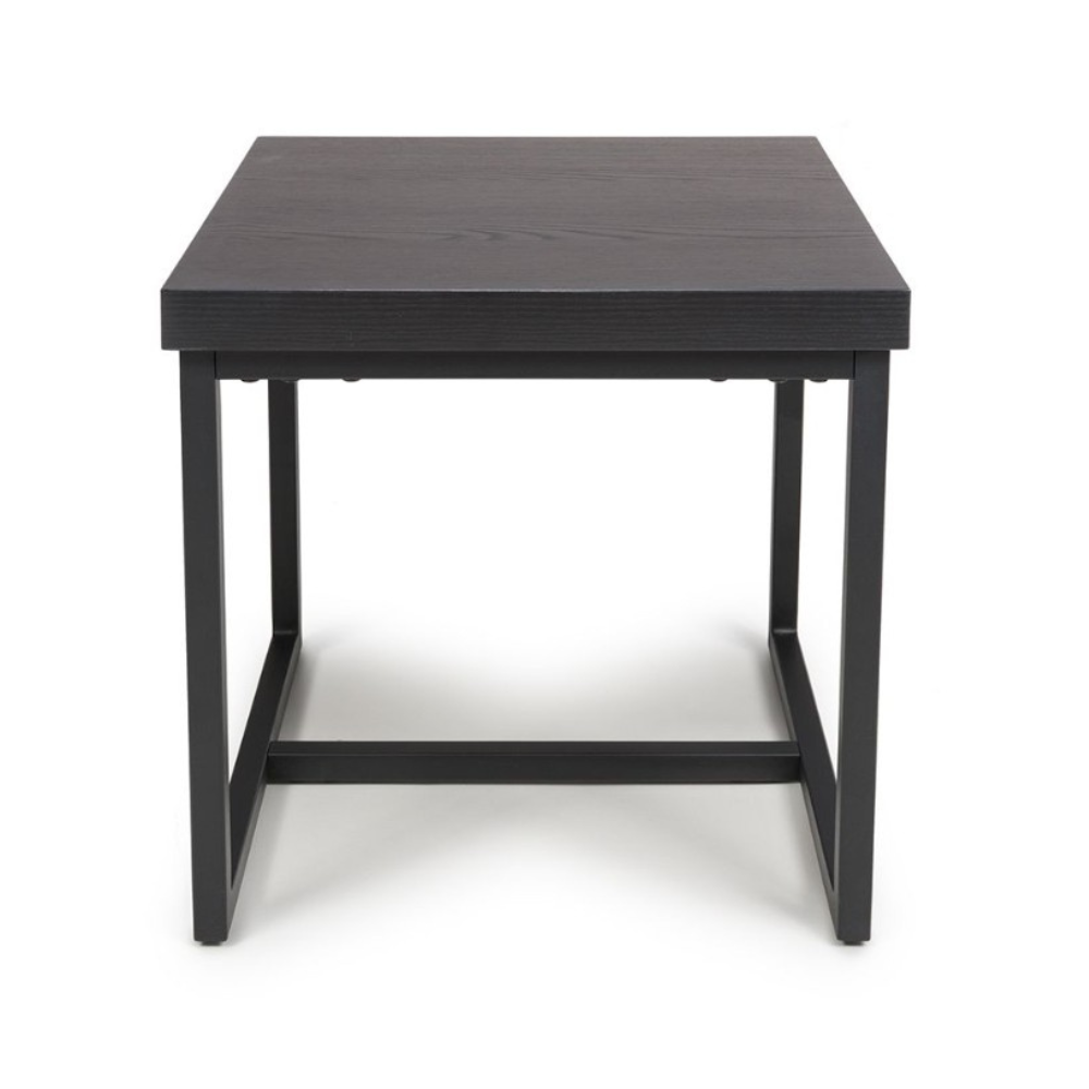 The Boston End Table in Black Ash boasts a robust SmarTops® surface, resilient iron legs and a stylishly compact design, an ideal addition to any setting.