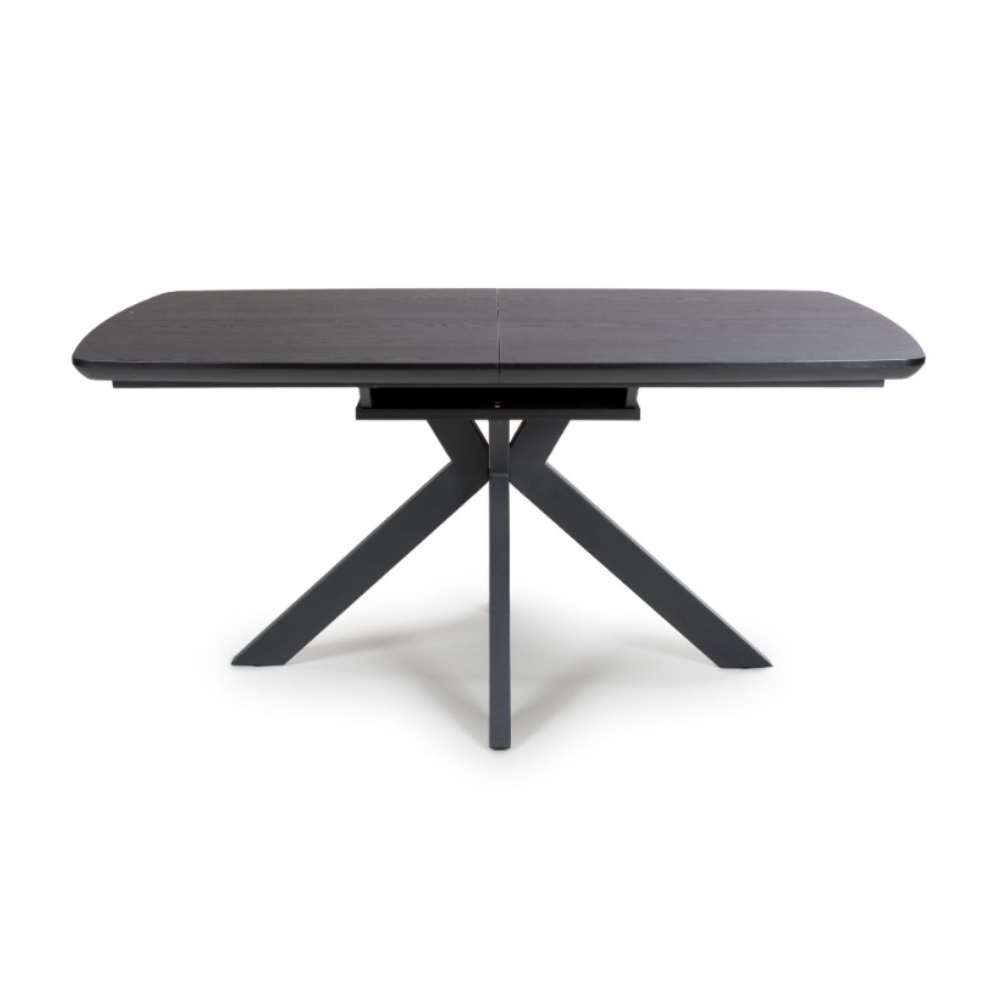 The Boston Extending Table, which ranges from 1600mm to 2000mm, features an elegant veneer, robust black metal legs and a versatile extendable design.
