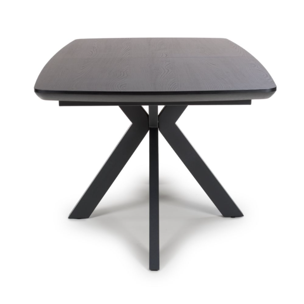 The Boston Extending Table, which ranges from 1600mm to 2000mm, features an elegant veneer, robust black metal legs and a versatile extendable design.