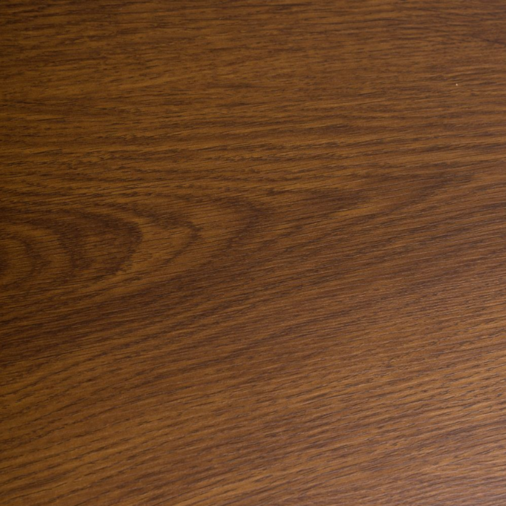 The Boston Round Table 800mm features a smoked oak veneer surface paired with a black metal base, blending contemporary design with an elegant flair.