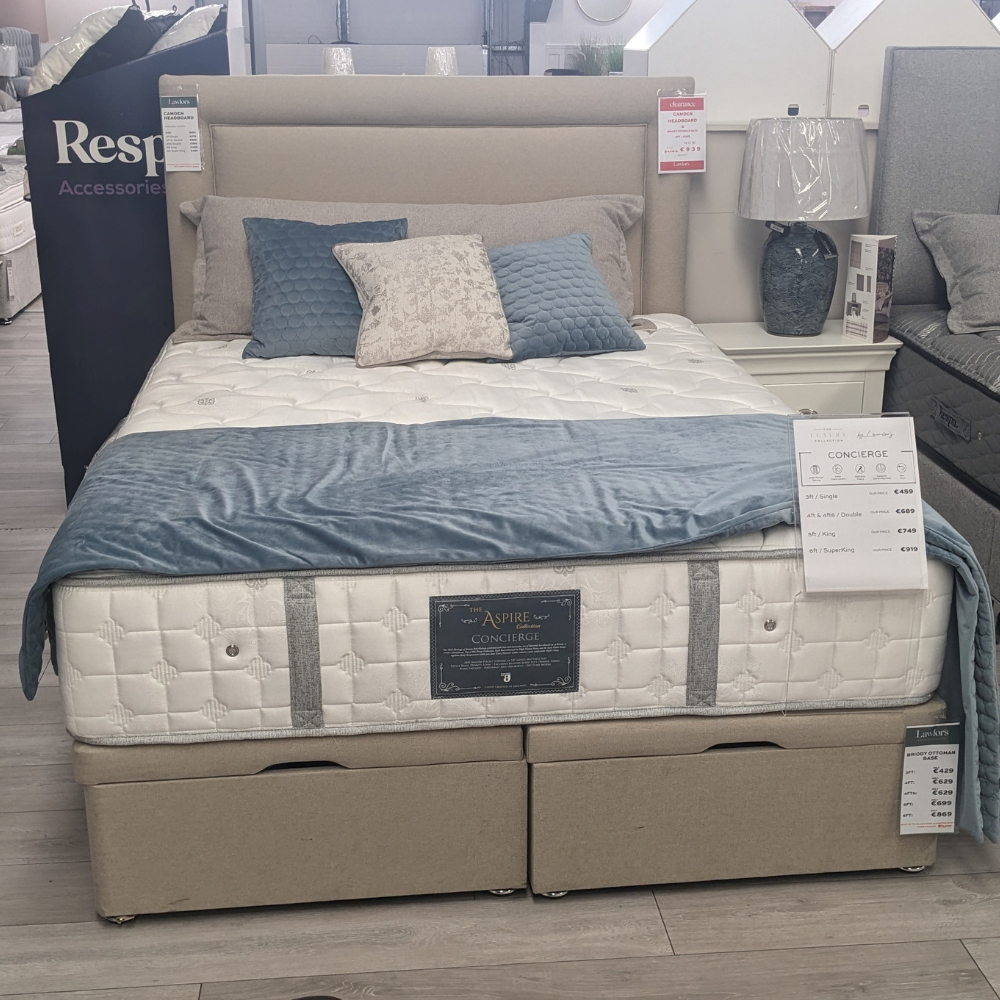 The Briody Aspire Concierge Mattress features 2050 zoned pocket springs, visco memory foam and a turn free design, crafted in Ireland for lasting comfort