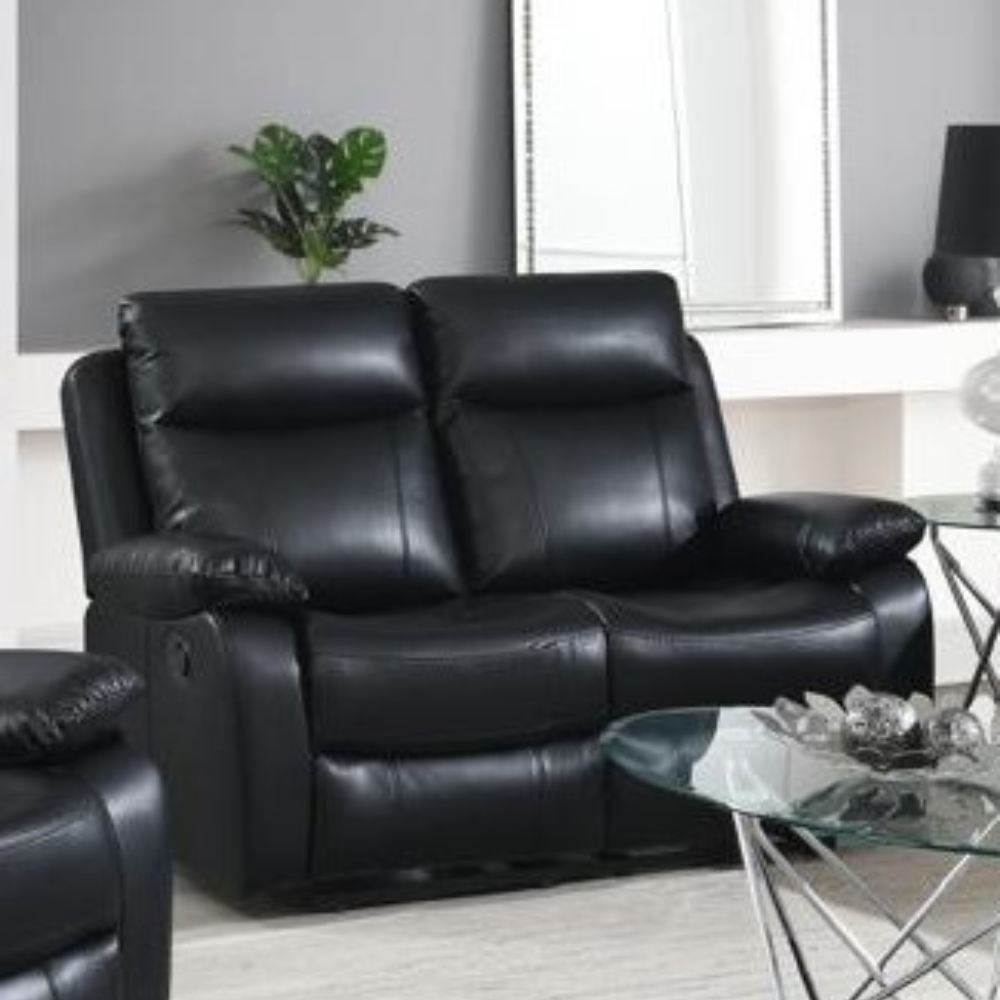 The Brittas Recliner Sofa in Black Leathaire features padded head & armrests, reclining seats & multiple size options