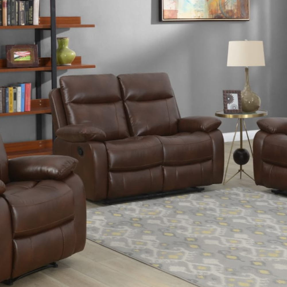 The Brittas Recliner Sofa in Tan Leathaire features padded headrests, armrests, multiple size options & nationwide delivery all over Ireland!