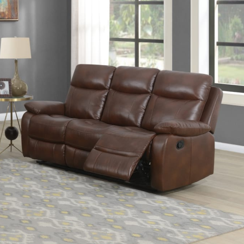 The Brittas Recliner Sofa in Tan Leathaire features padded headrests, armrests, multiple size options & nationwide delivery all over Ireland!