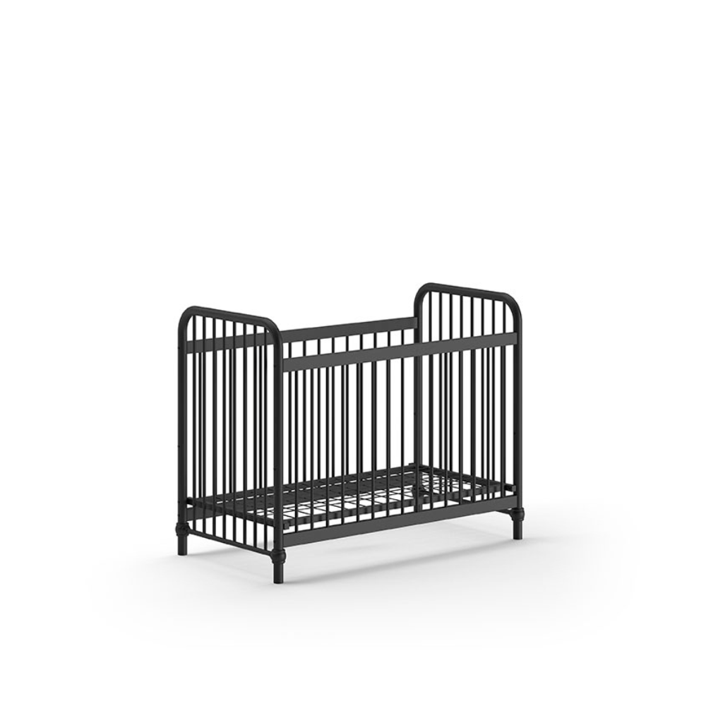 The Bronxx Baby Cot Bed 60 x 120cm - Black by VIPACK features trendy colours, matte metal finish, Belgian design and industrial style for a safe sleep time