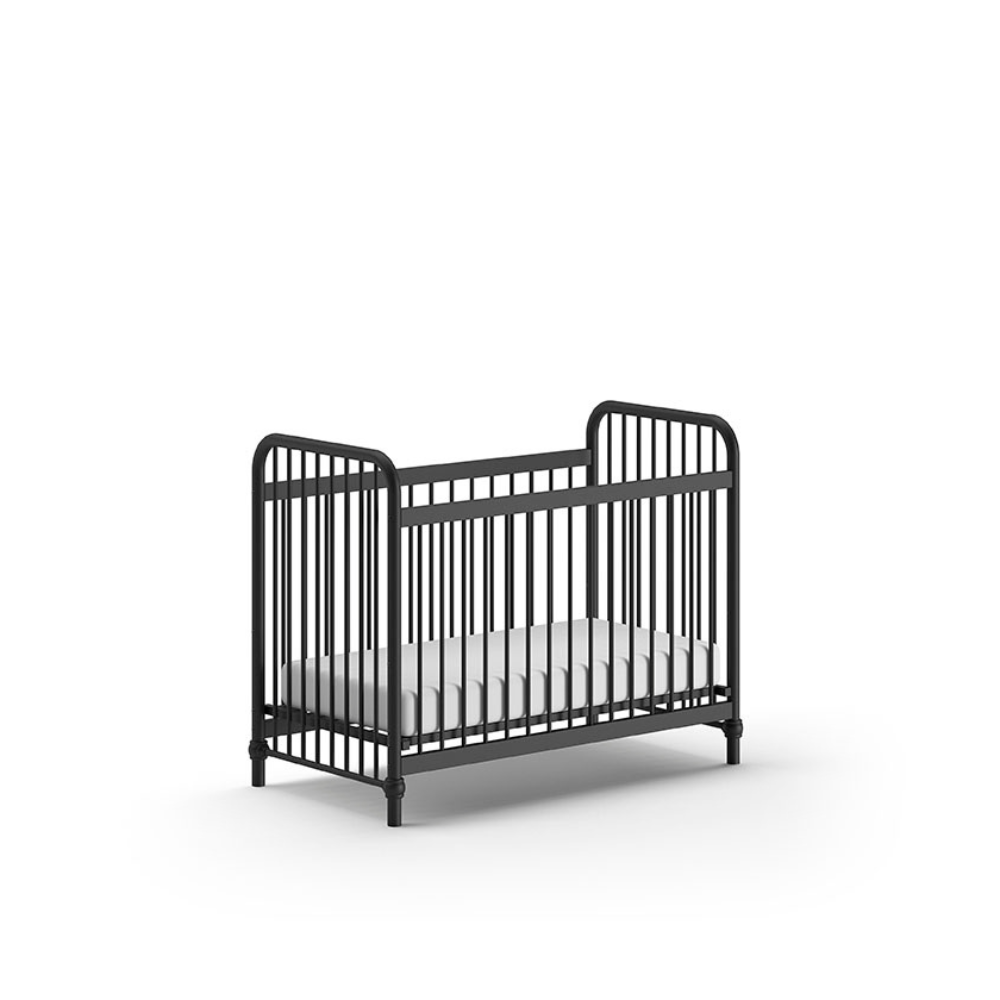 The Bronxx Baby Cot Bed 60 x 120cm - Black by VIPACK features trendy colours, matte metal finish, Belgian design and industrial style for a safe sleep time