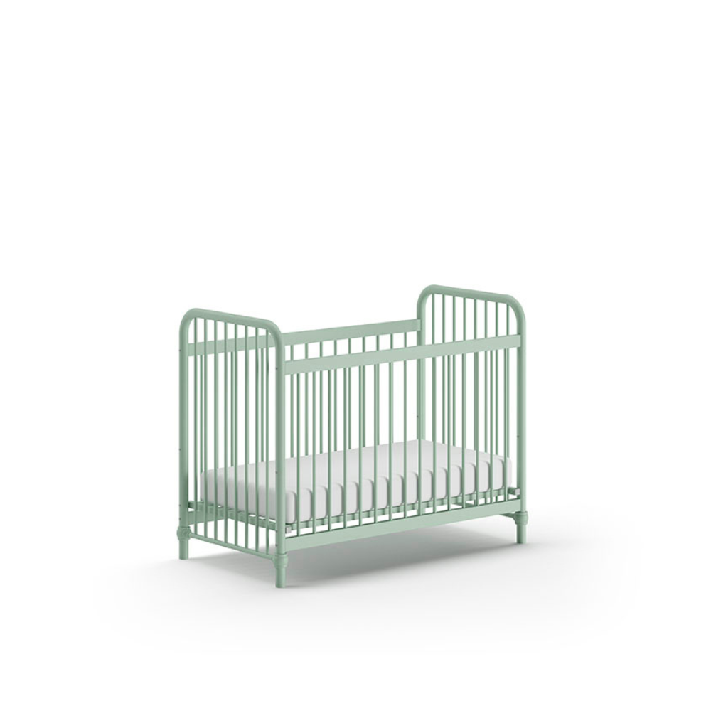 Bronxx Baby Cot Bed 60 x 120cm Olive Green by VIPACK features trendy colours, matte metal finish, Belgian design & industrial style for a safe sleep time