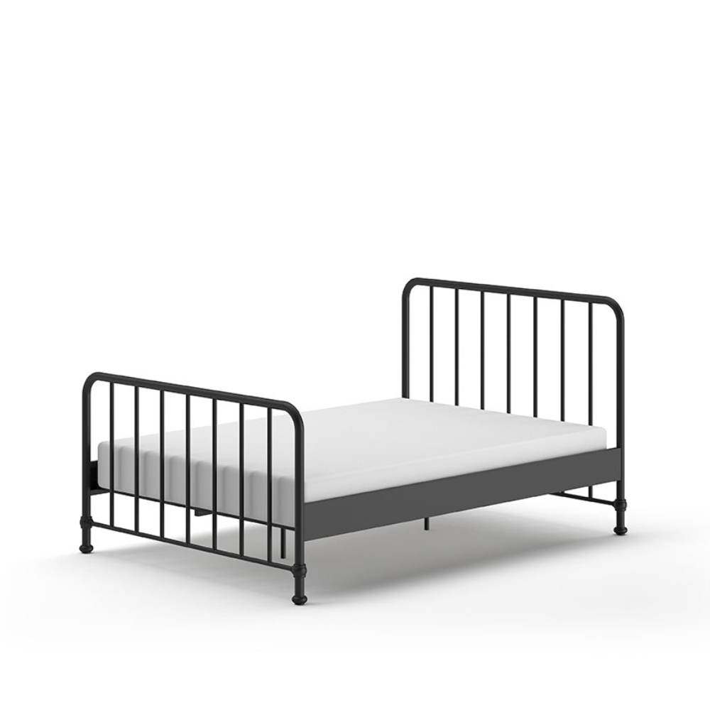 The Bronxx Bed 140 x 200cm Black by VIPACK features slatted base, metal industrial Belgian design & matte finish, ideal children's furniture for 4 & up