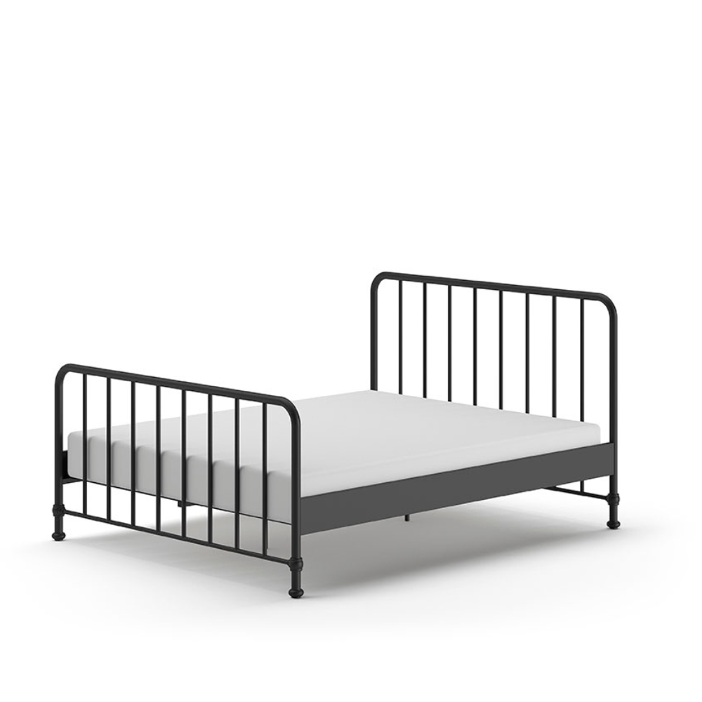 The Bronxx Bed 160 x 200cm Black by VIPACK offers slatted base, metal industrial Belgian design & matte finish, ideal children's furniture for 4 & up
