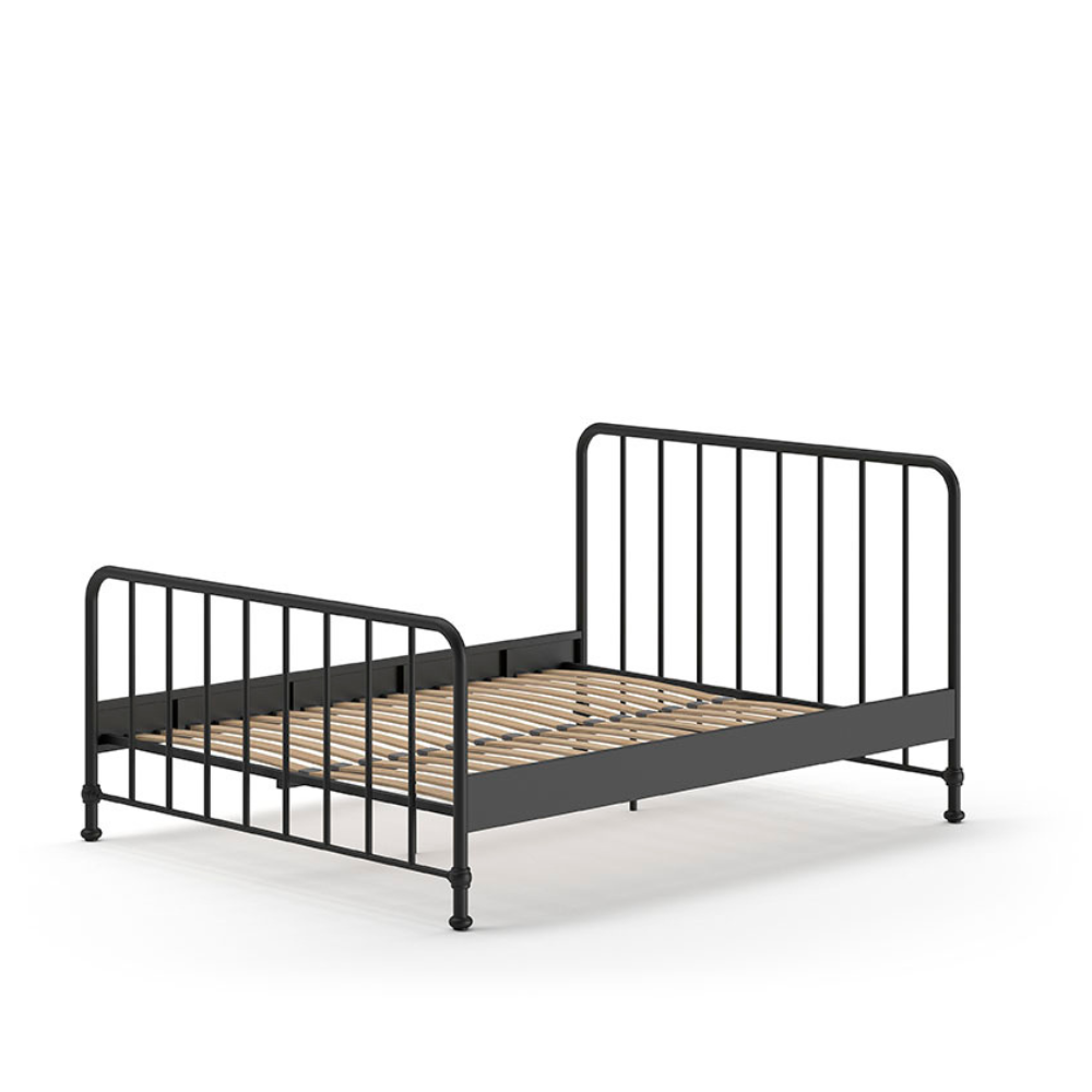 The Bronxx Bed 160 x 200cm Black by VIPACK offers slatted base, metal industrial Belgian design & matte finish, ideal children's furniture for 4 & up