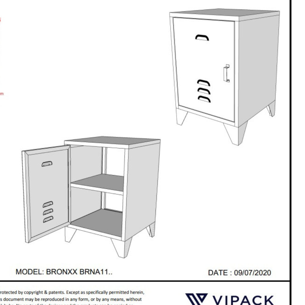The Bronxx Bedside Locker in Olive Green comes with a matte finish, Belgian design, metal build & bold industrial look, a perfect nightstand for essentials