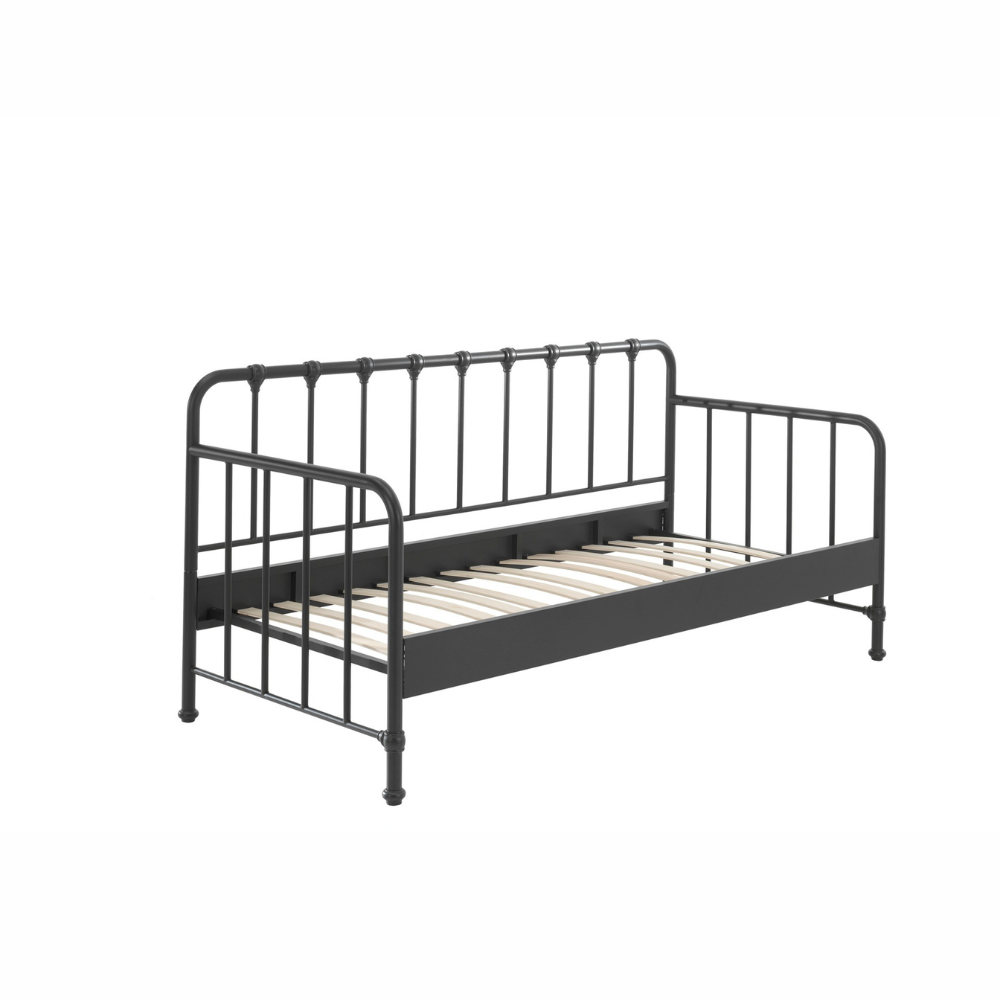 The Bronxx Cabin Bed 90 x 200cm Black by VIPACK offers slatted base, metal industrial Belgian design & matte finish, ideal children's furniture for 4 & up