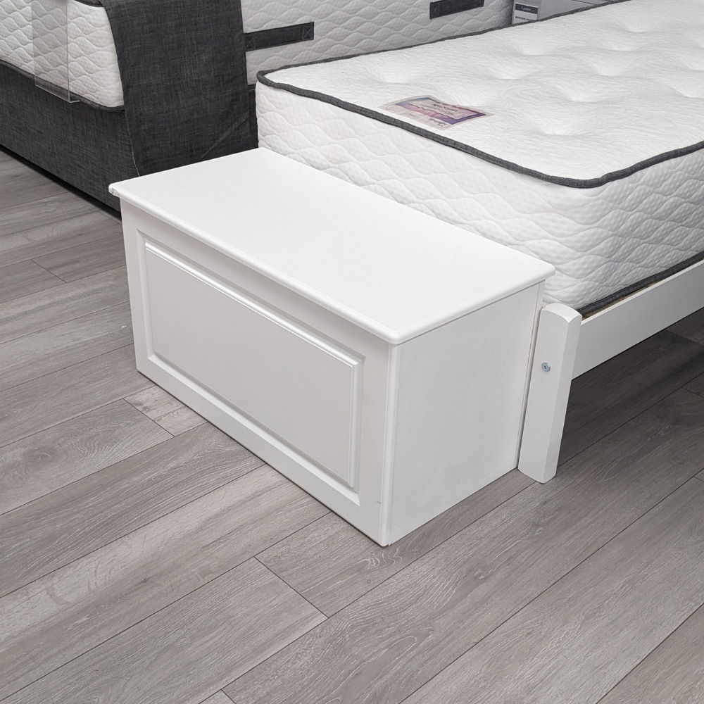 The Brosna Blanket Box in White features versatile storage, timeless design and multi functional use, a stylish addition to any bedroom setting