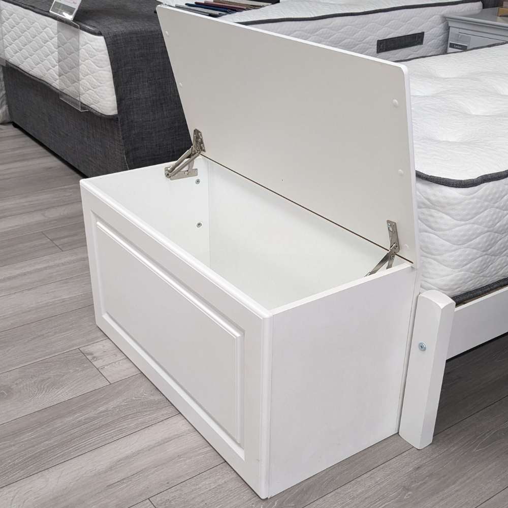 The Brosna Blanket Box in White features versatile storage, timeless design and multi functional use, a stylish addition to any bedroom setting