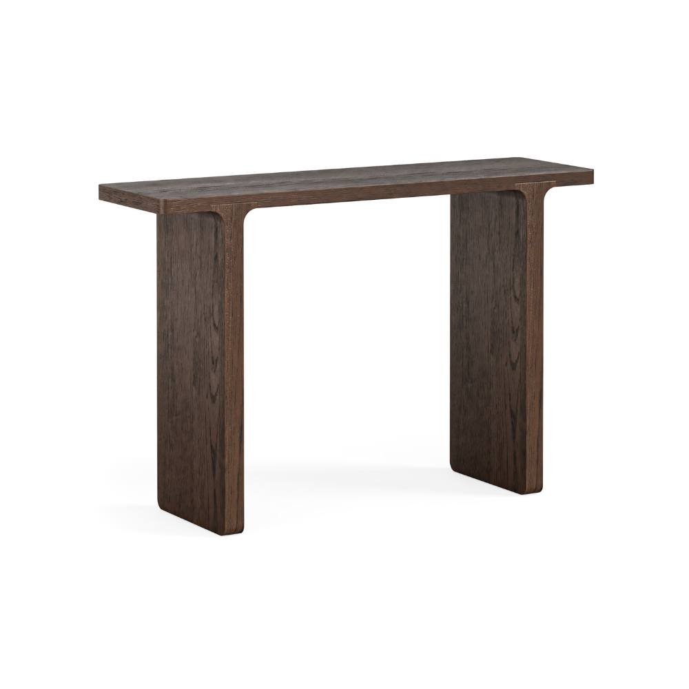 The California Console Table is crafted from oak and rubberwood veneer with a sleek, natural finish, stylish for any room.