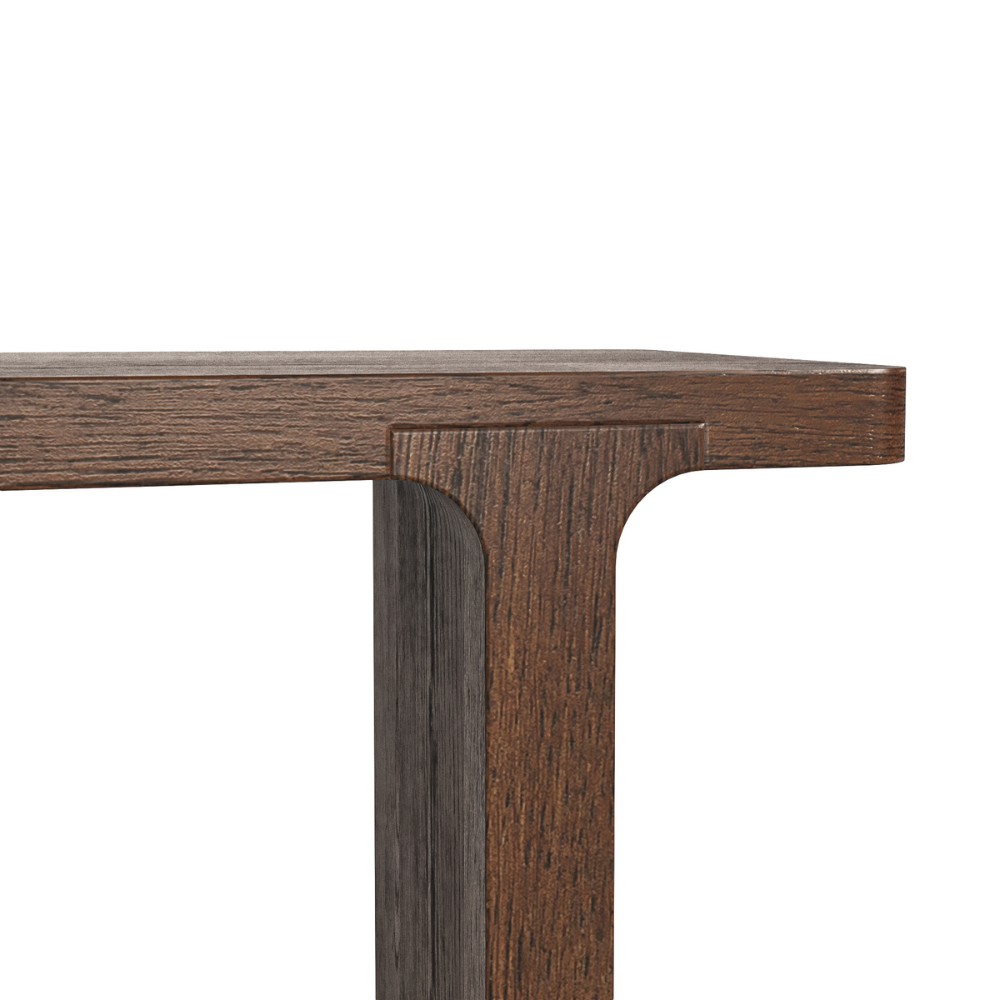 The California Console Table is crafted from oak and rubberwood veneer with a sleek, natural finish, stylish for any room.
