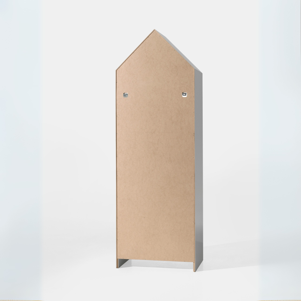 The Casami Kids 1 & 1 Open Door Wardrobe Set Grey & White features stylish storage with shelves & hanging rail in cozy Belgian beach house design