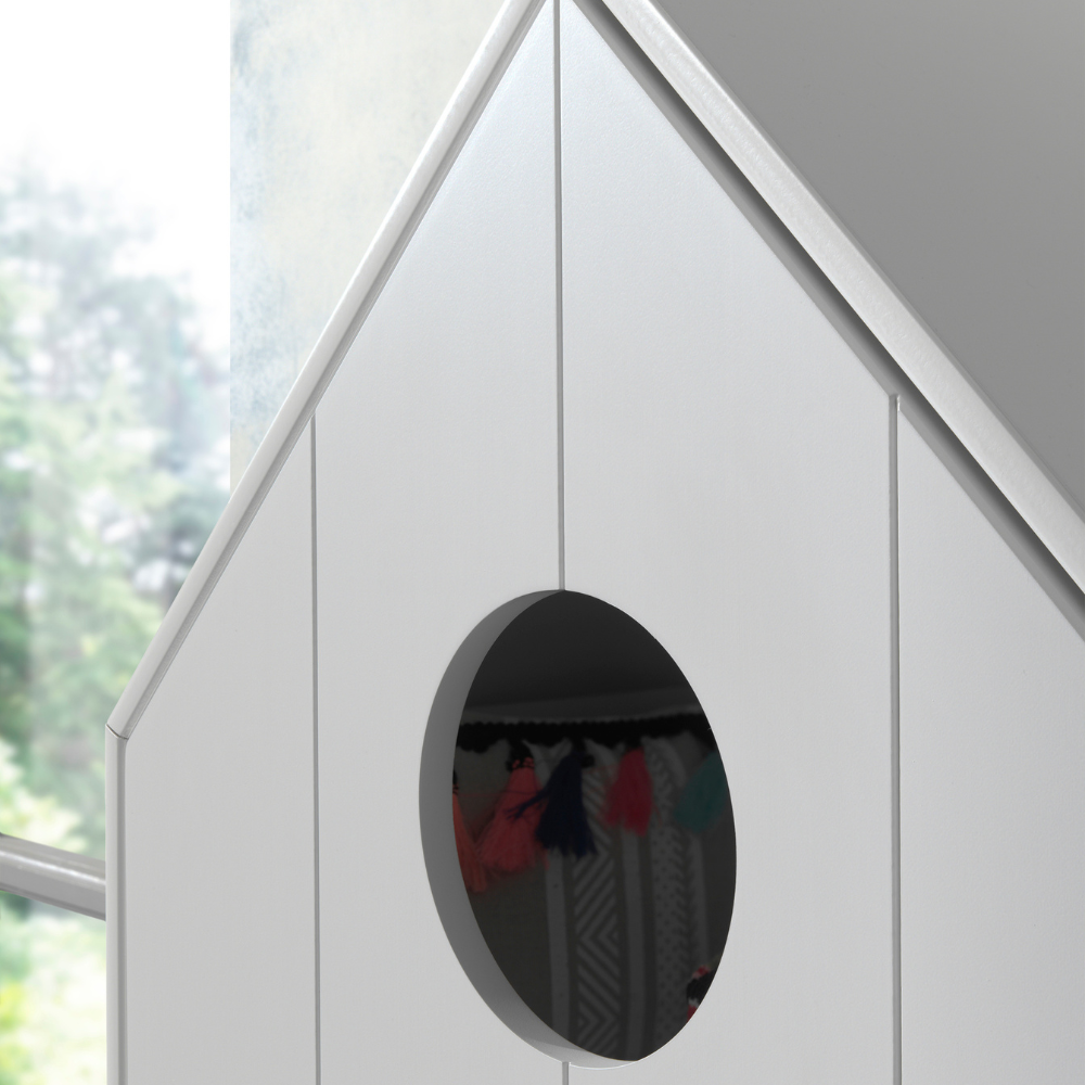 The Casami Kids 1 & 1 Open Door Wardrobe Set White features stylish storage with shelves & hanging rail in cozy Belgian beach house design