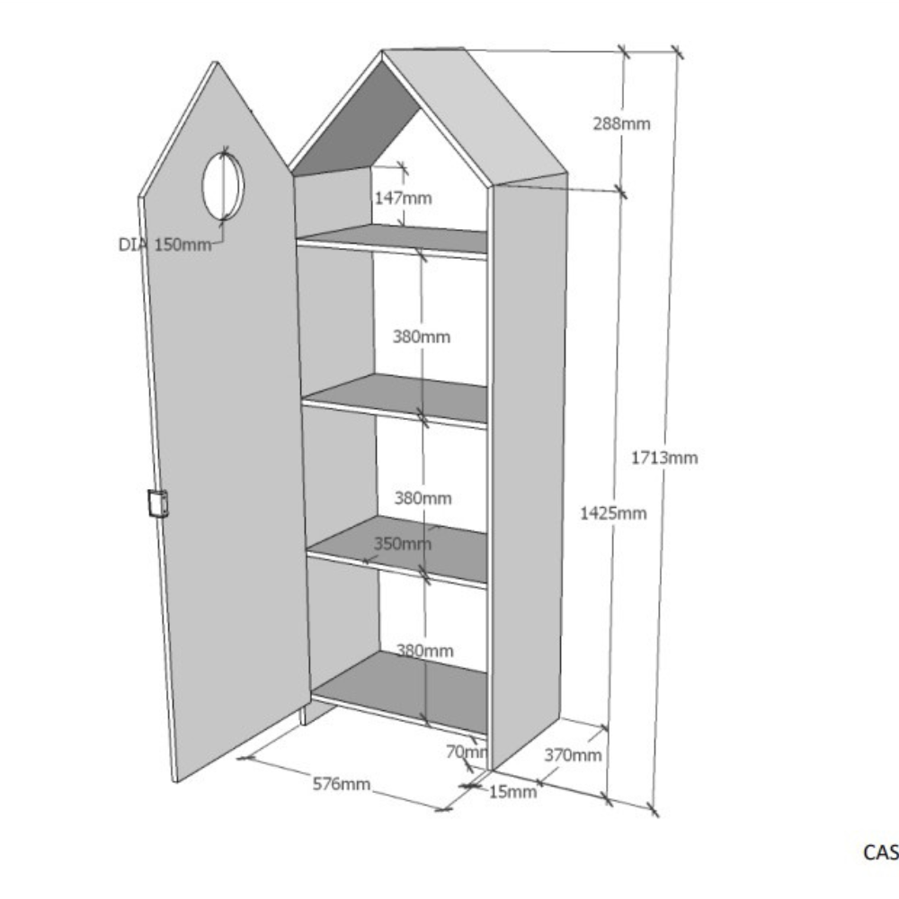 The VIPACK Casami Kids Wardrobe in Mint Green features beach house design, white frame & cozy MDF closet with shelves, adding a bold statement to kids rooms