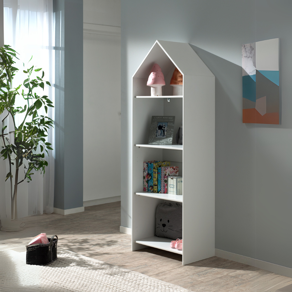 The VIPACK Casami Kids Open Wardrobe in White features beach house design, open shelves and closet space, making a playful and practical addition