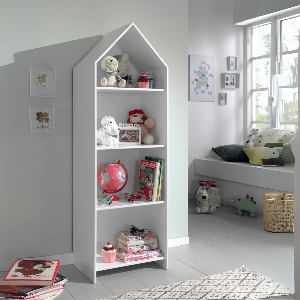 The VIPACK Casami Kids Open Wardrobe in White features beach house design, open shelves and closet space, making a playful and practical addition