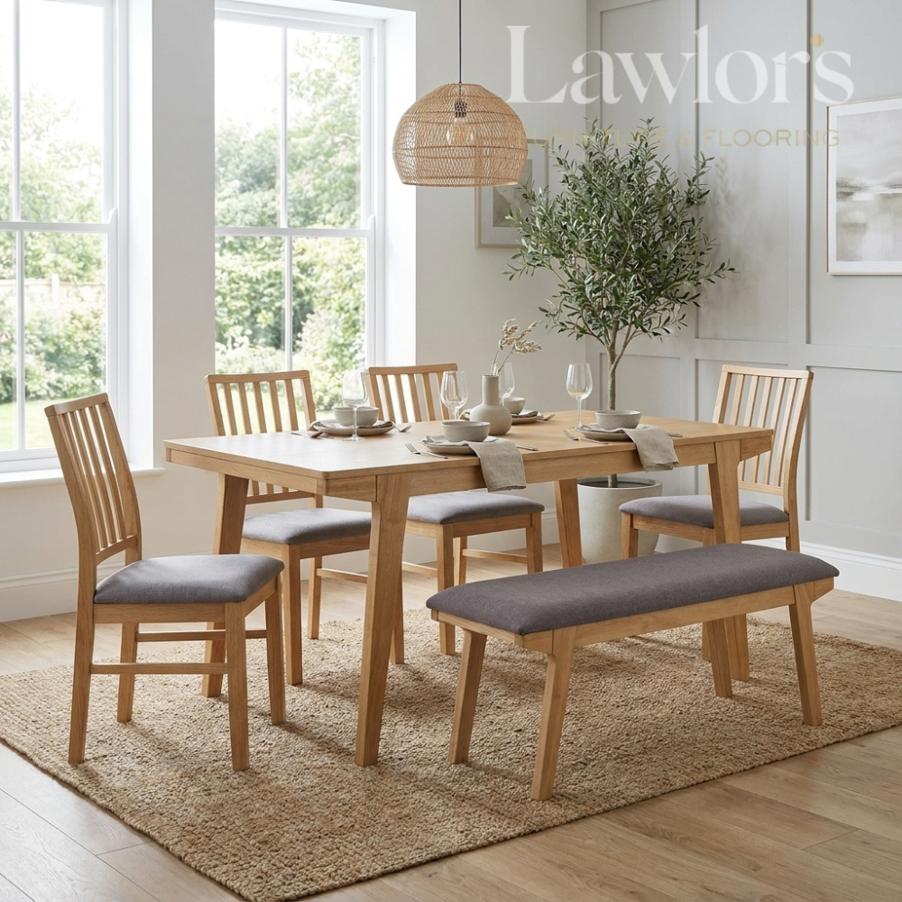 Dining room with wooden table and chairs
