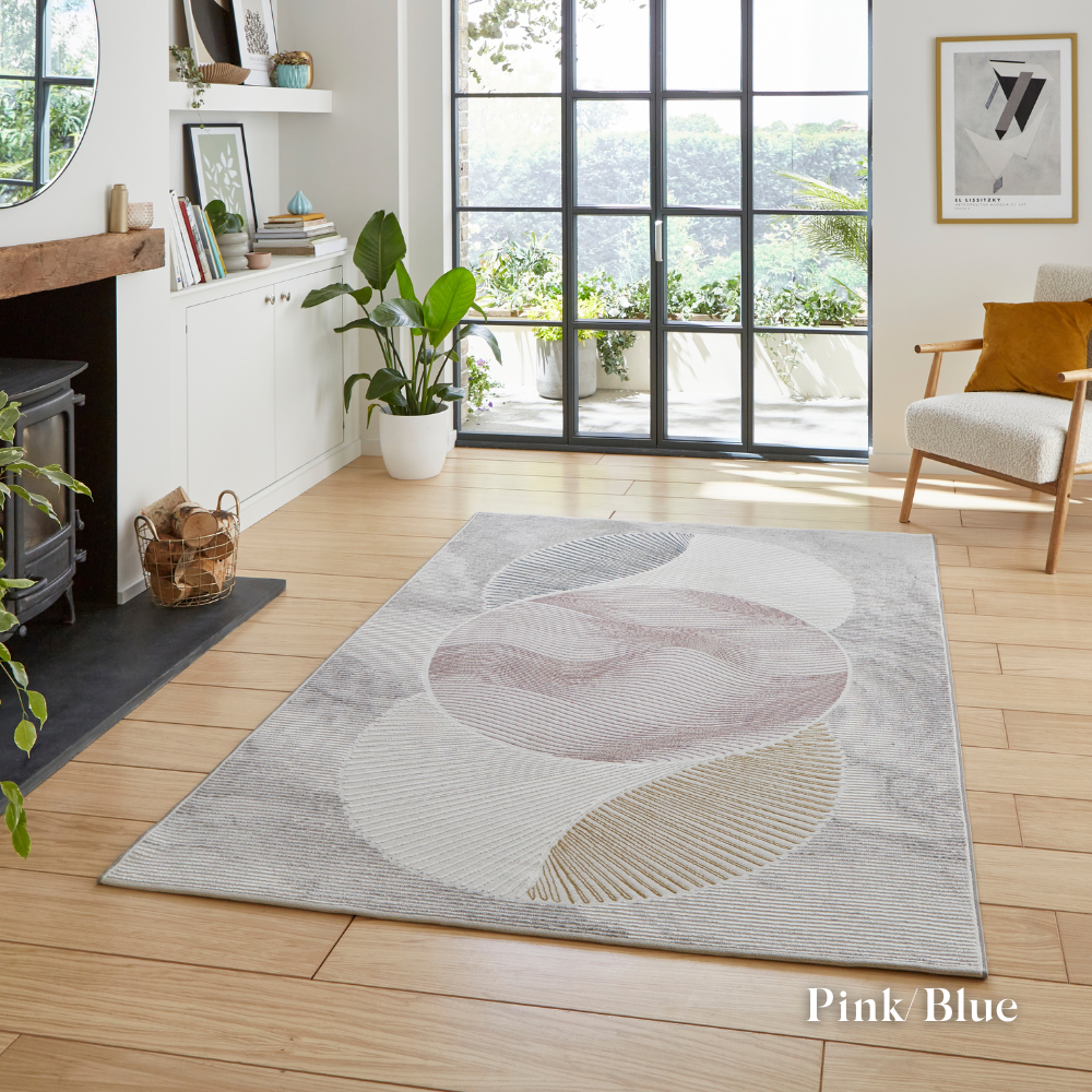 Elevate your style with the Creation Modern Abstract Machine Made Rugs Range featuring metallic yarn, textured piles and artistic pattern.