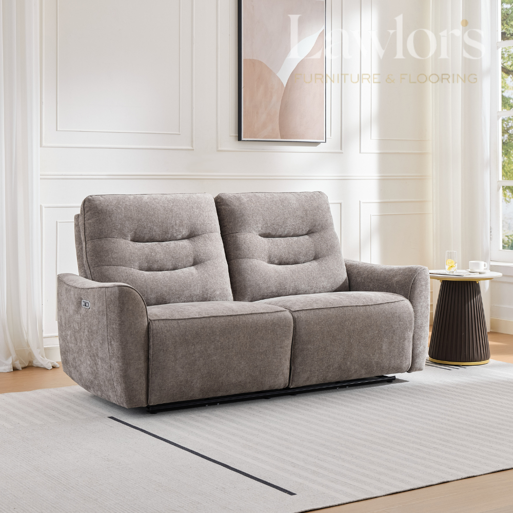 Stone 2.5 electric recliner sofa in a living room setting with a neutral colour palette