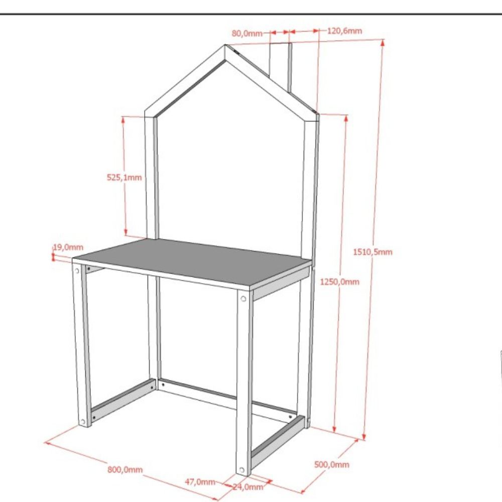 The Dallas Kids Desk in White features a playful house shaped design, charming roof and Scandinavian pine, an ideal desk for drawing, playing and studying