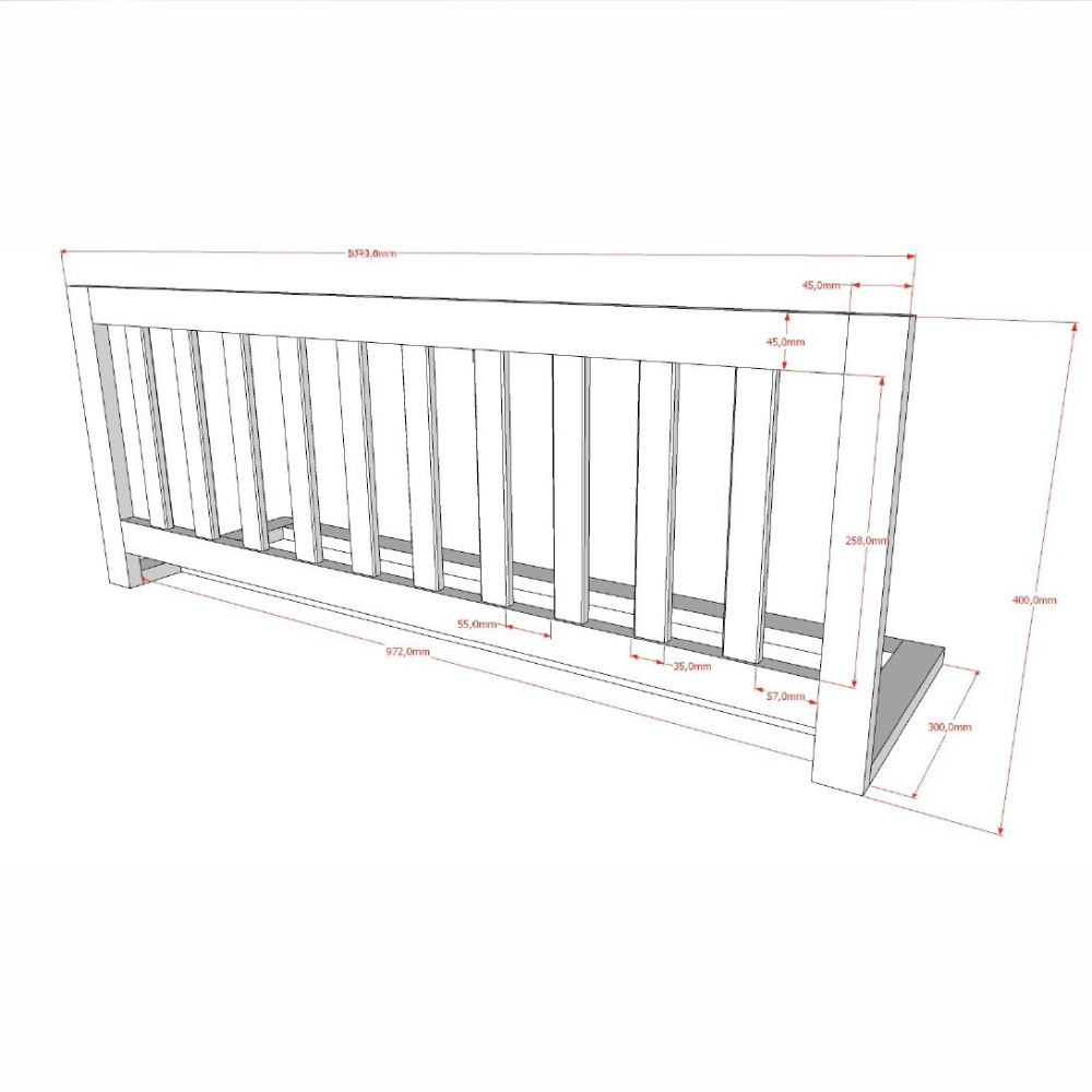 The Dallas/Forrest Beach Bed Safety Rail in White is a beech bed rail compatible with the Dallas and Forrest beds with flat bars providing fall protection