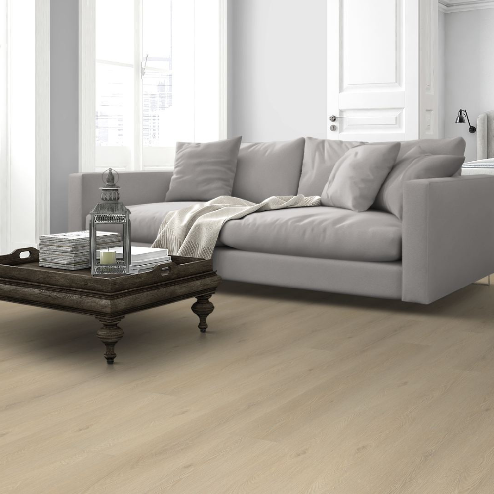The Denver Oak Laminate Flooring - 12mm features soft oak tones, AC4 durability, embossed texture, easy DocLoc installation and low maintenance flooring