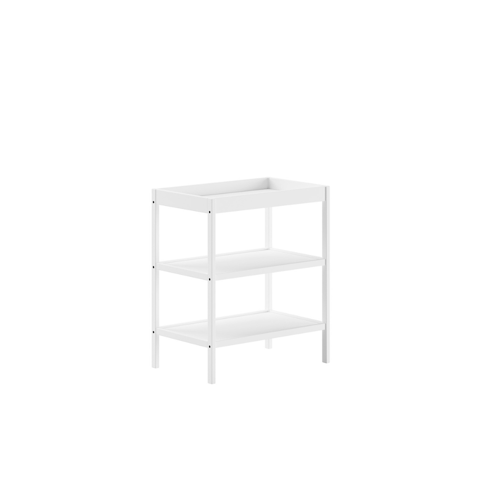 The Dino Baby Changing Table in White features a open shelves with European beech material, making it easily accessible for baby necessities
