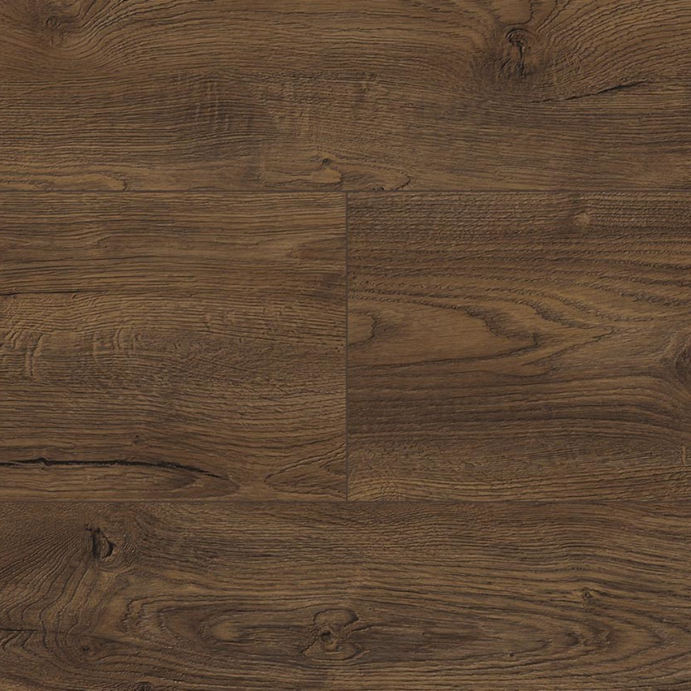The Estate Oak Laminate Flooring - 12mm features Waterproof, AC6-rated, Express Click installation and a 40-year warranty.