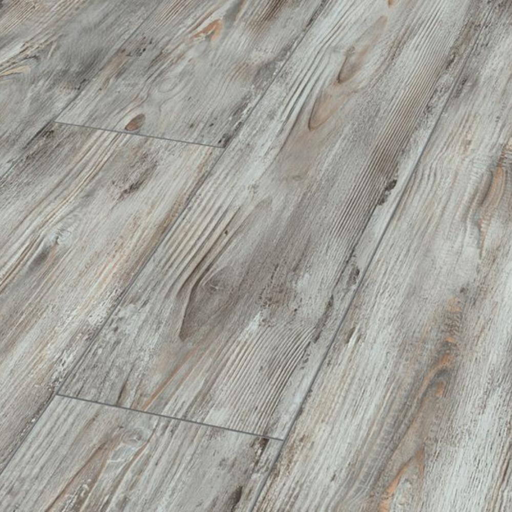 The Fantasy Wood Laminate Flooring - 12mm, AC5-rated, grey/white finish, durable, eco-friendly and quick 5G Click install.