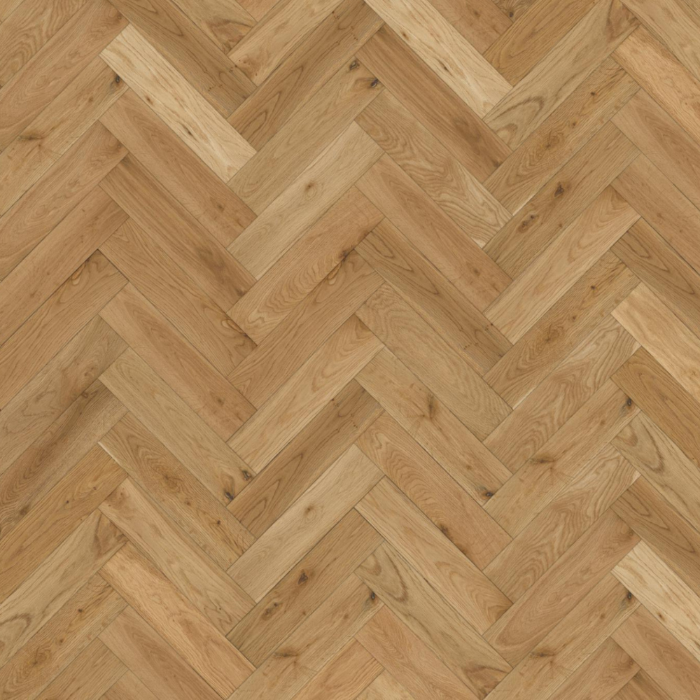 The Natural Oak Brushed Herringbone Engineered Flooring - 15mm features natural brushed oak, durable multi layer core and a stylish herringbone