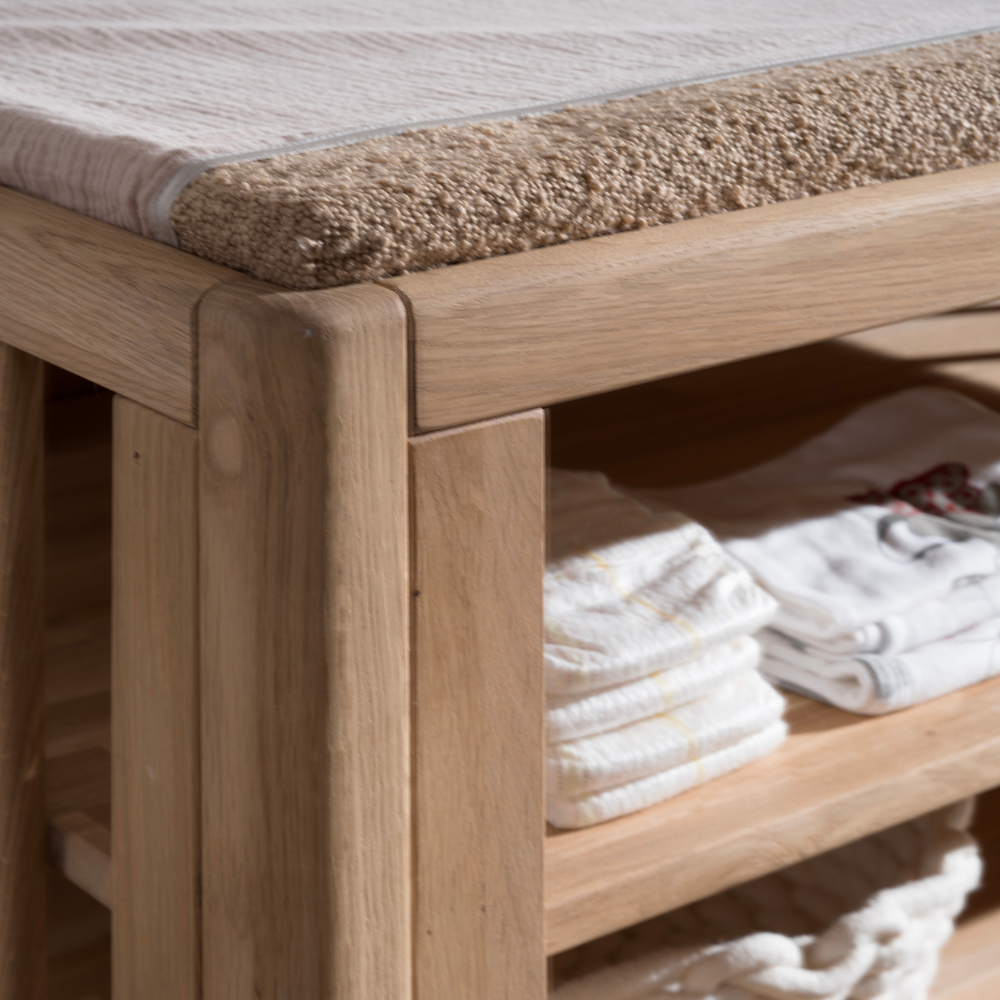 The Forrest Baby Changing Table in Oak offers a rustic style with 2 open shelves, natural oak finish with a durable frame to support your baby & essentials