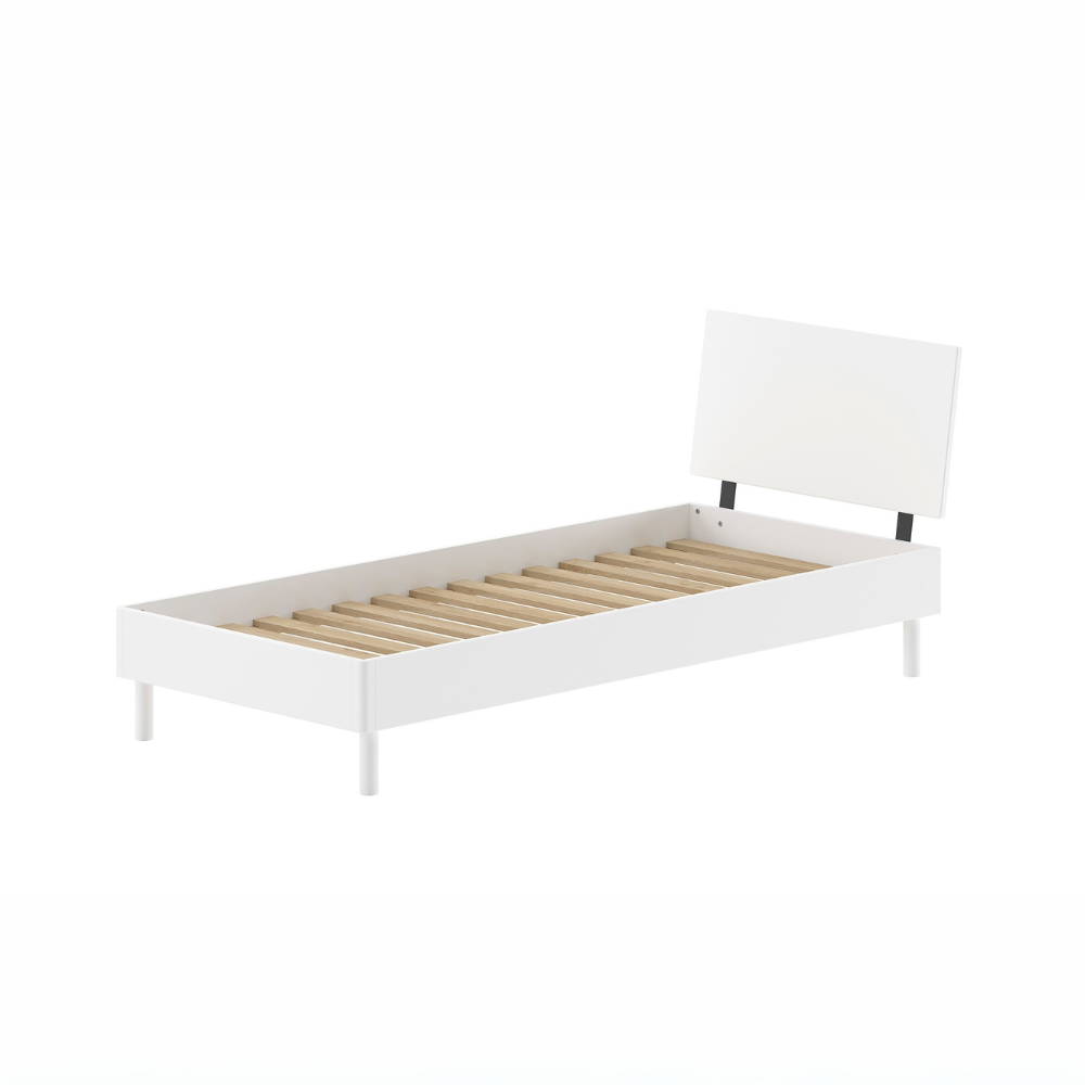 Rustic charm meets quality in the Forrest Beech Kids Bed 90 x 200cm in White made from lacquered beech with a slat base,, an ideal bed for kids aged 4+