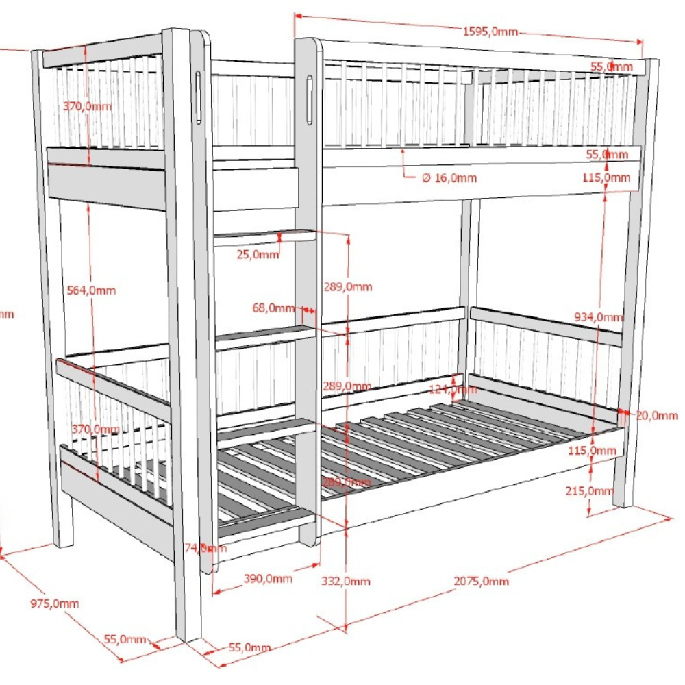 The Forrest Kids Bunk Bed in Oak features a reversible ladder that converts into 2 single beds, a rustic style and durable high quality European oak