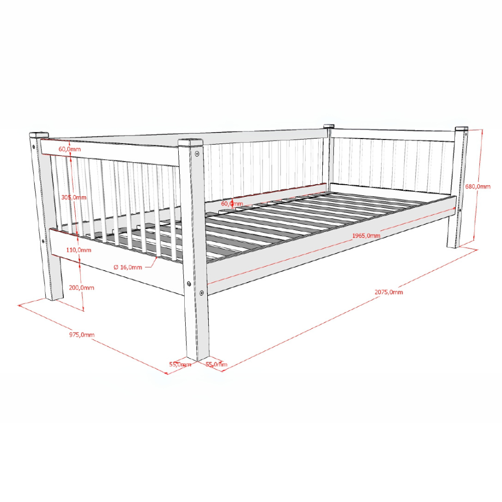The Forrest Kids Cabin Bed in Oak offers a 3 sided rail, a storage space underneath for necessities and a natural lacquered finish in a rustic style